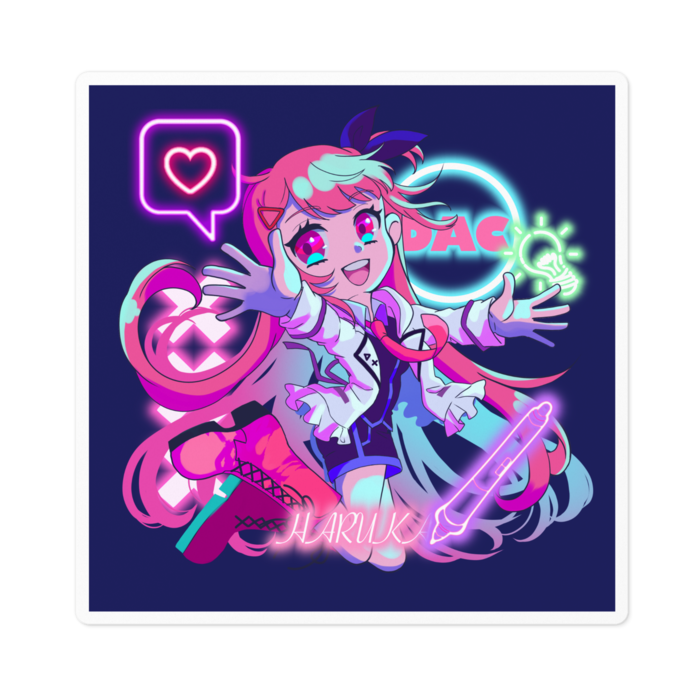 ステッカー - 100 x 100 (mm) - ホワイト(ネオン背景)