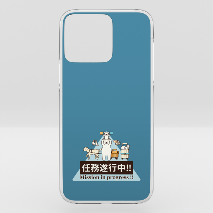 クリアiPhoneケース　くすみ青緑色　iPhone 15ProMax
