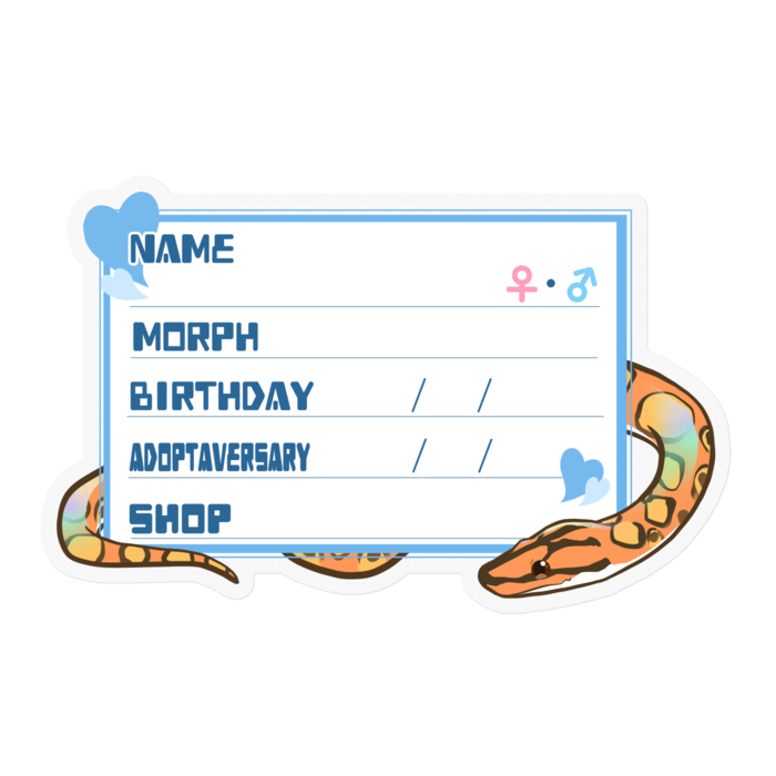 【🐍お名前ステッカー】ブラニジ(ノーマル) ‐ハート／ブルー(英語)