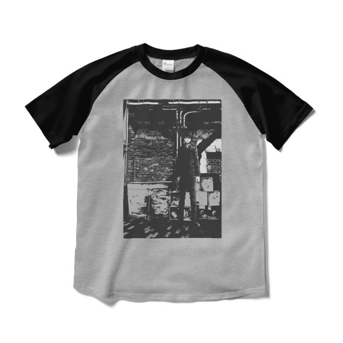 ラグランTシャツ - M - 杢グレー×ブラック