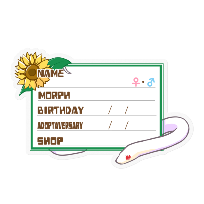 【🐍お名前ステッカー】コーンスネーク(ブリザード)-ひまわり(英語)