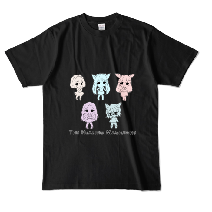 カラーTシャツ - L - 黒/モノトーン柄