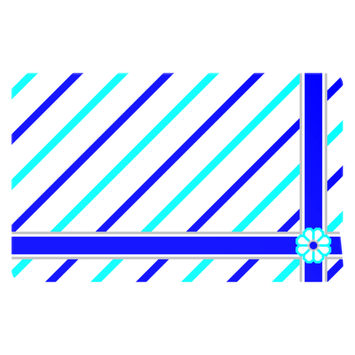 八枚花のラッピング風ICカードステッカー(青系)