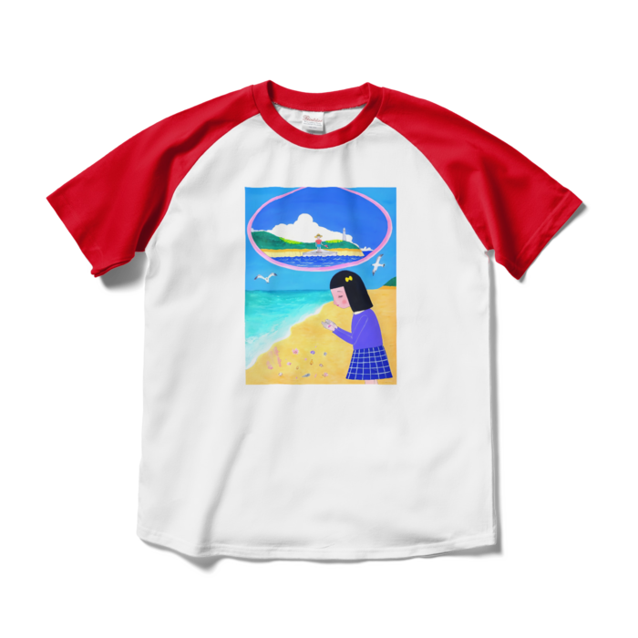 ラグランTシャツ - M - ホワイト×レッド