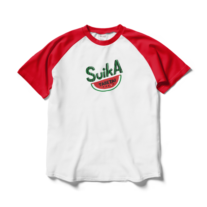 ラグランTシャツ - L - ホワイト×レッド