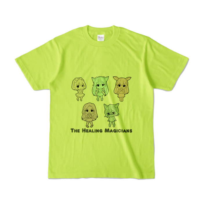 カラーTシャツ - S - ライトグリーン/モノトーン柄