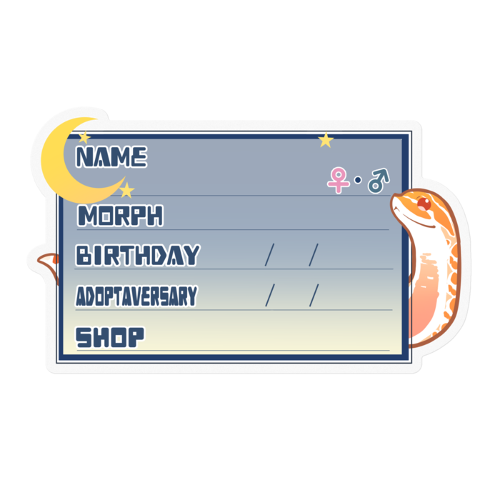 【🐍お名前ステッカー】シシバナ(アルビノ) ‐夜(英語)