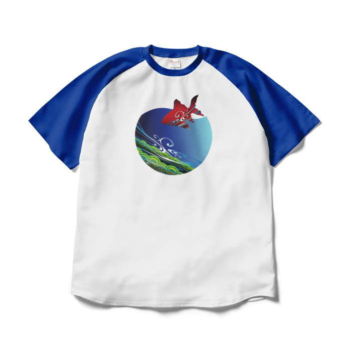 ラグランTシャツ - XL - ホワイト×ロイヤルブルー