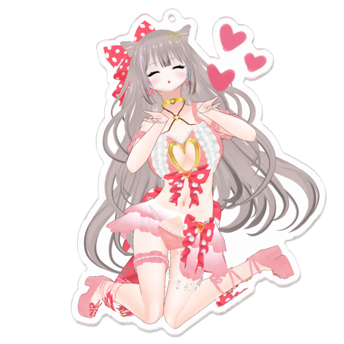 目を閉じてꔛ♡Pink ver.キーホルダー(通常版)(closed eyes♡Pink ver.keychain standard)- 100 x 100 (mm)(2)