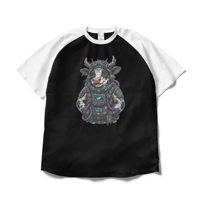 ラグランTシャツ - XL - ブラック×ホワイト