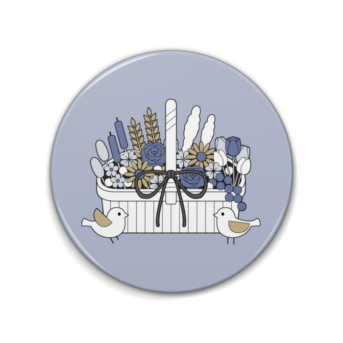 缶バッジA　円形　くすみブルー　直径76mm