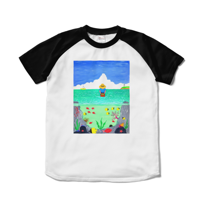 ラグランTシャツ - S - ホワイト×ブラック