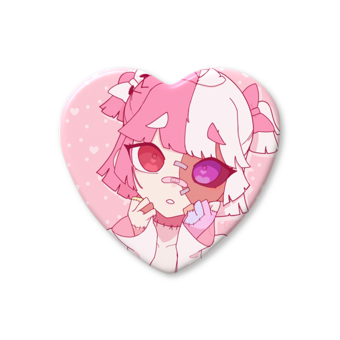 ハート缶バッジ - 52.5 × 57mm