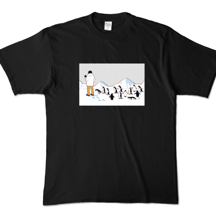 カラーTシャツ　灰色×黒色　XL