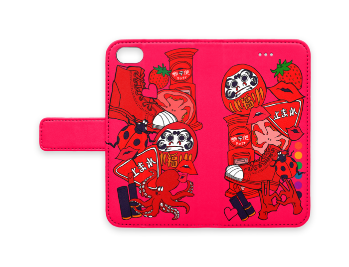 赤 手帳型iPhoneケース - iPhone 8 / 7