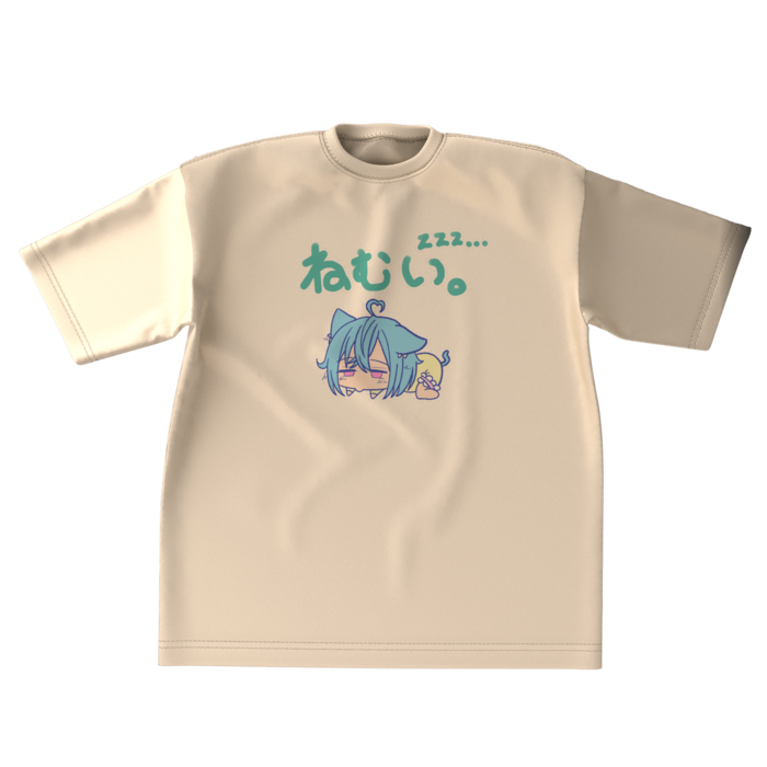 ビッグシルエットTシャツ - XL - 正面　ベージュ
