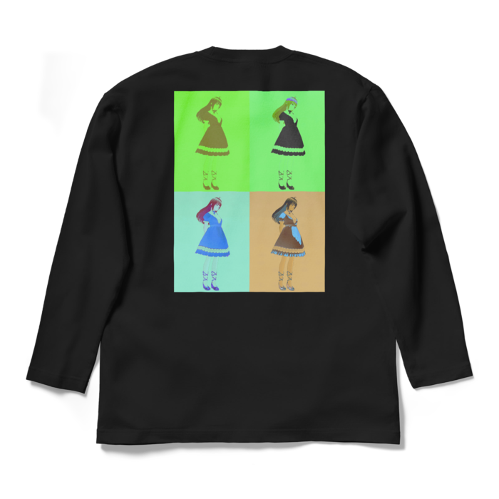 黒ロングスリーブTシャツ - L - (緑模様)