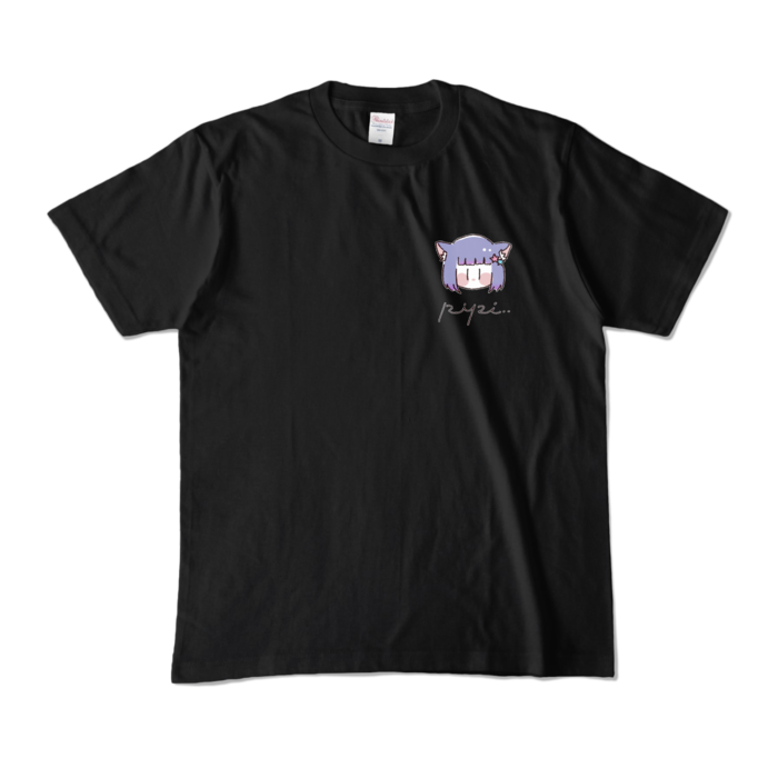 胸元ワンポイントver.カラーTシャツ - M - ブラック (濃色)