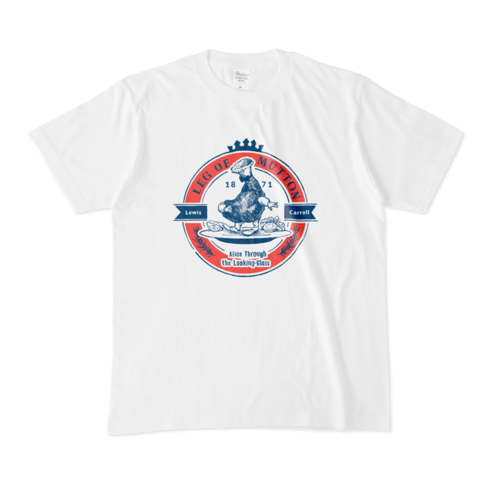 Tシャツ - M - 白(青＆赤インク)