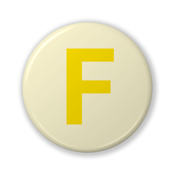 【F(エフ)】〈イエロー〉缶バッジ- 32mm