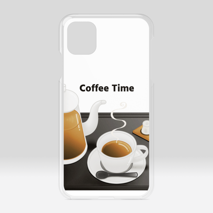 クリアiPhoneケース　珈琲×白背景　iPhone 11