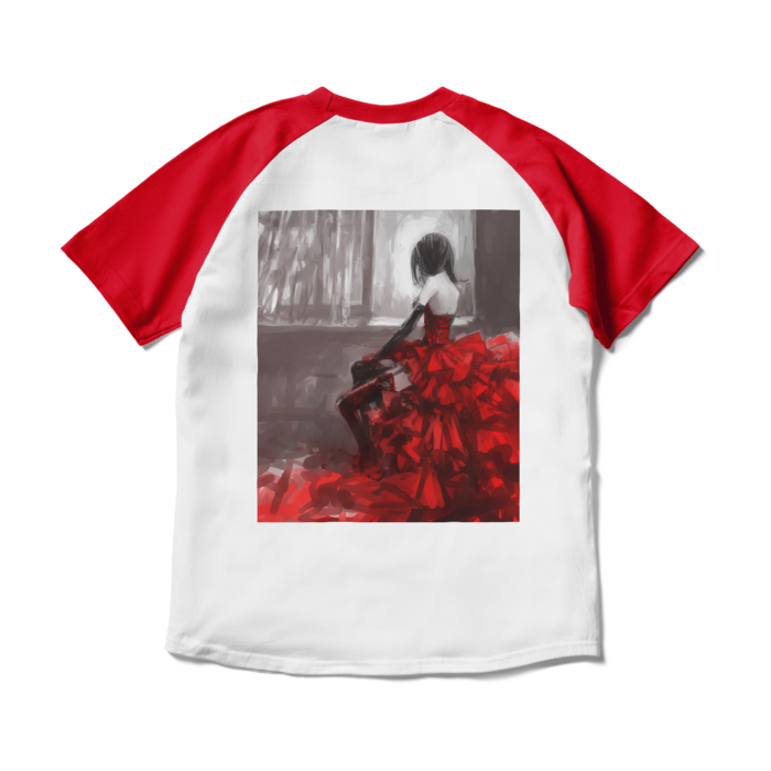 ラグランTシャツ - M - ホワイト×レッド(1)