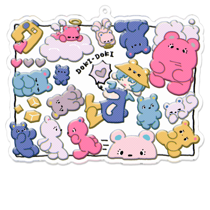 アクリルキーホルダー - 100 x 100 (mm)(ぷくぷく)
