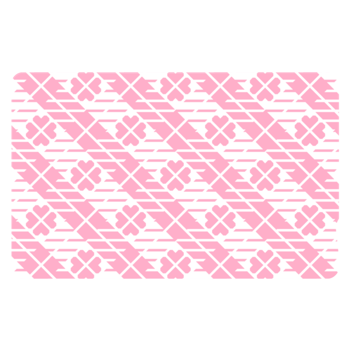 四葉＆チェック柄のICカードステッカー(ピンク系)