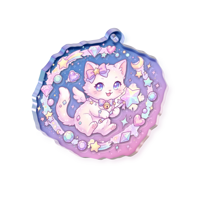 オーロラアクリルキーホルダー - 50 × 50mm