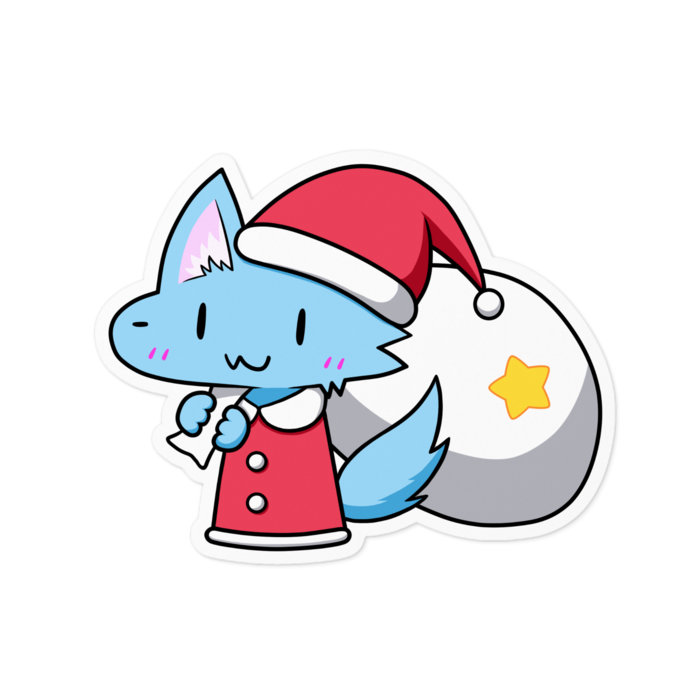 サンタおおかみくん（ホワイト） - 100 x 100 (mm)