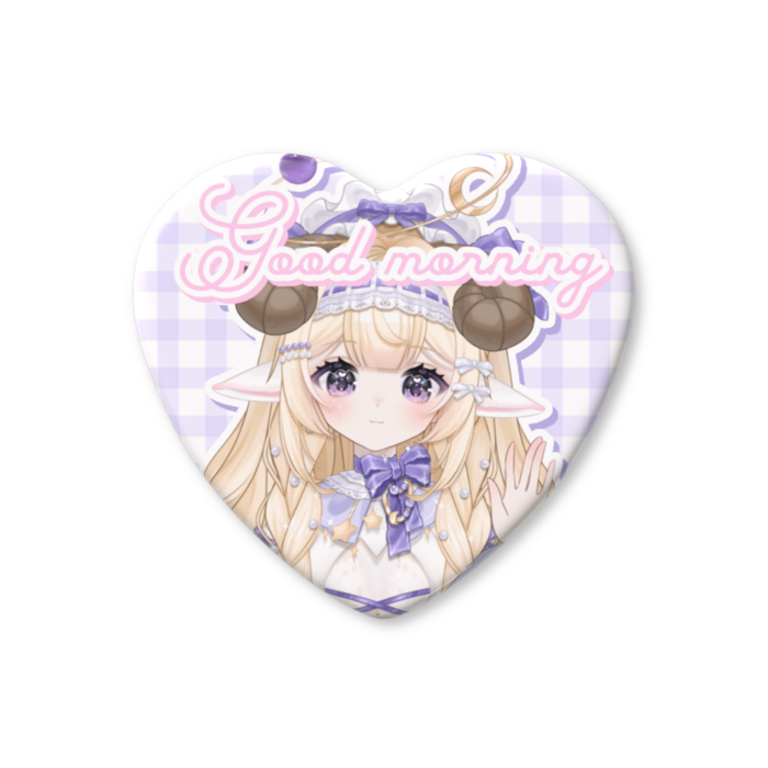 ハート缶バッジ - 57 × 52.5mm