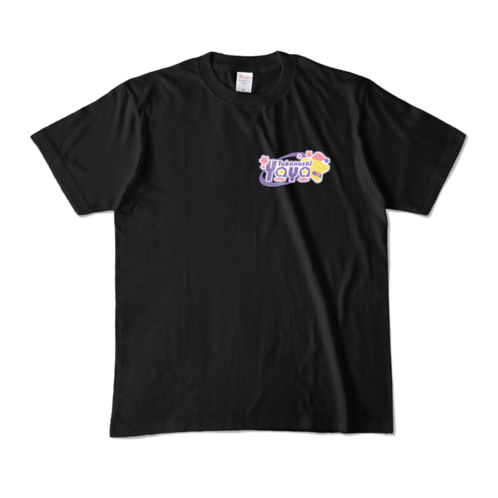 両面デザインふわふわあくび｜カラーTシャツ - M - ブラック (濃色)