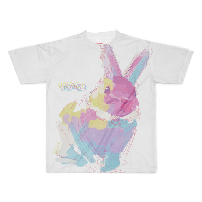 虹色　フルグラフィックTシャツ - XL - 正面印刷のみ