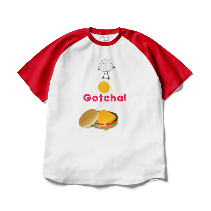 ラグランTシャツ - XL - ホワイト×レッド
