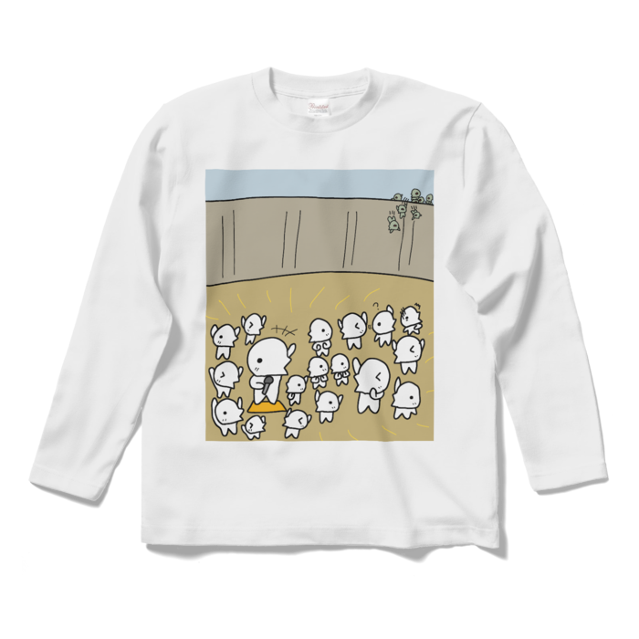 ロングスリーブTシャツ - S - ホワイト(ワールドウォーのゾンビ襲撃シーン)