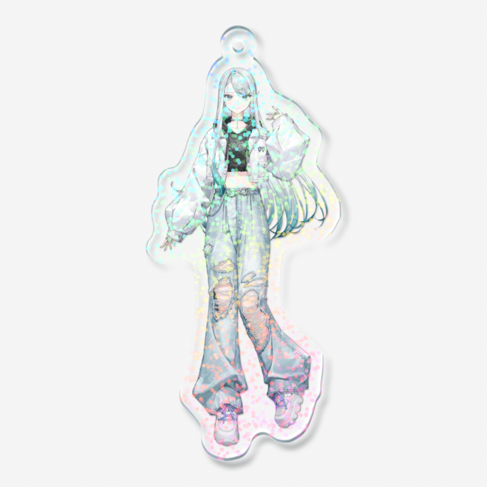 ホログラムアクリルキーホルダー（グリッター）- 70 × 70mm