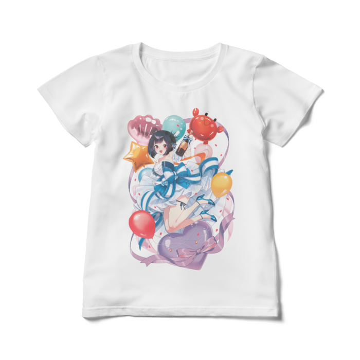 前面にドーン　レディースTシャツ - L - 白