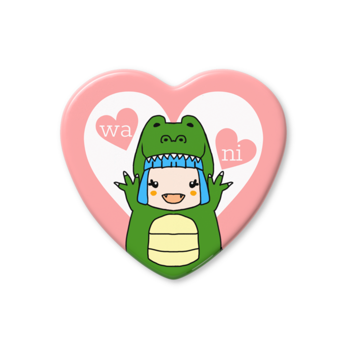 ハート缶バッジ - 57 × 52.5mm