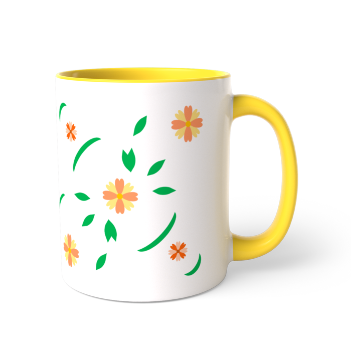 ツートンカラーマグカップ - 直径 8.2cm / 高さ 9.5cm(黄色)