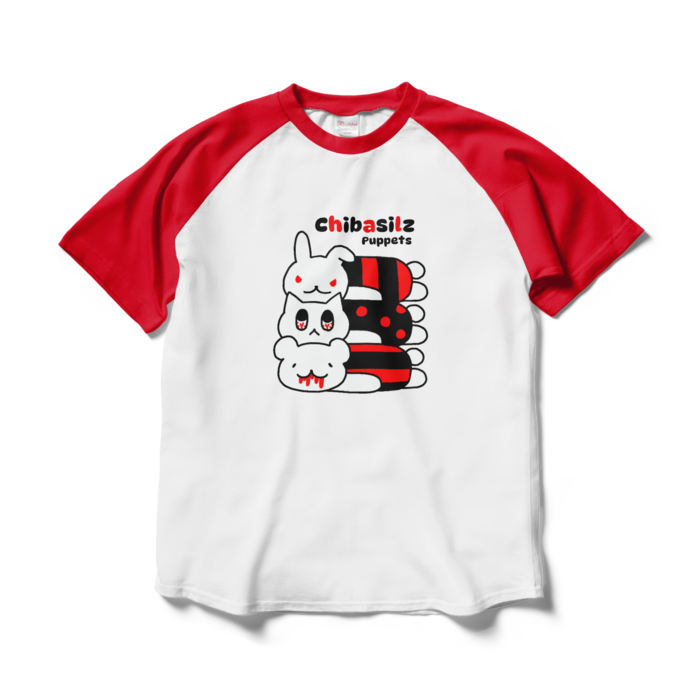 ラグランTシャツ - L - ホワイト×レッド