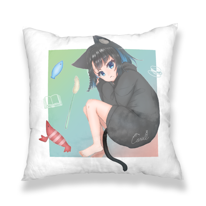 クッションカバー - 450x450(mm) しろ×あお