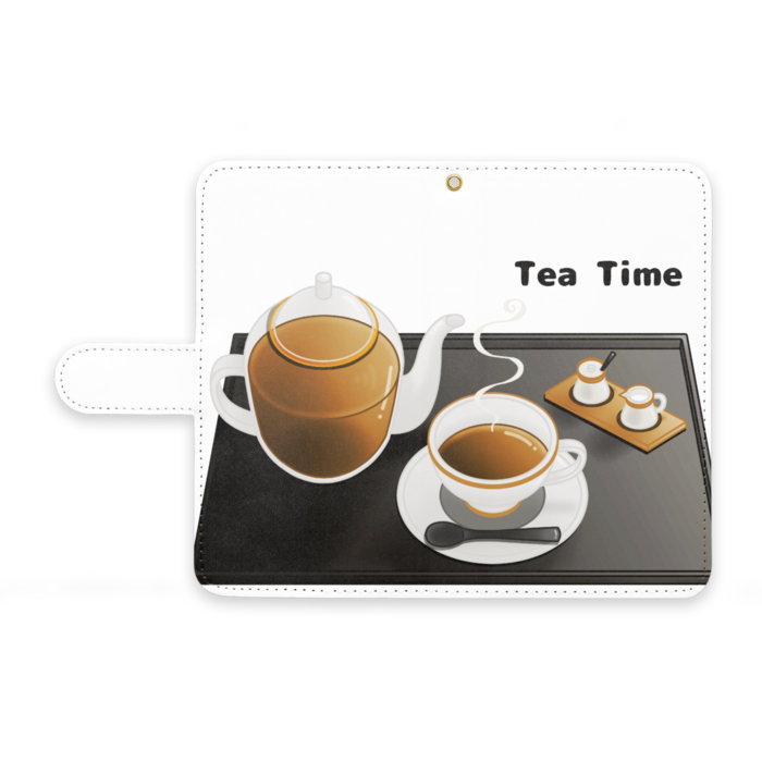 手帳型Androidケース　ストラップ穴あり　白色　M（中）