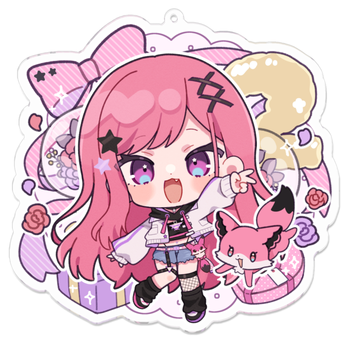 アクリルキーホルダー4(きつね耳)なし - 100 x 100 (mm)