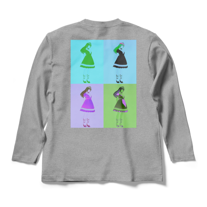 灰ロングスリーブTシャツ - M - (青模様)