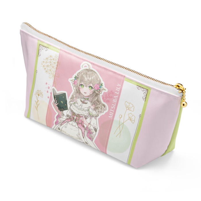 ポーチ - 長さ21.5cm / 高さ10cm - ホワイト(バイカラー:ピンク)