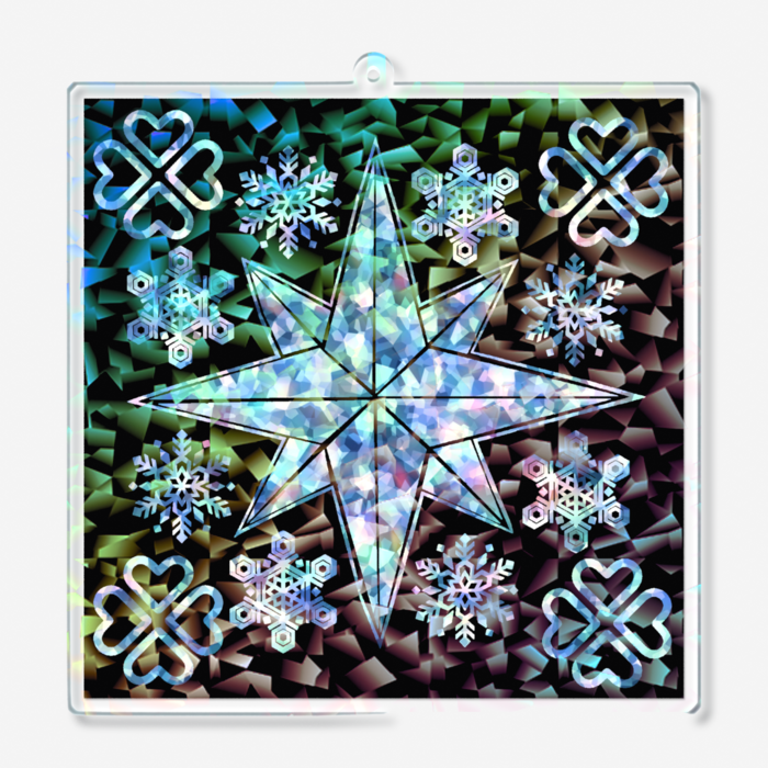 ホログラムアクリルキーホルダー - 100 × 100mm(アクアマリン)