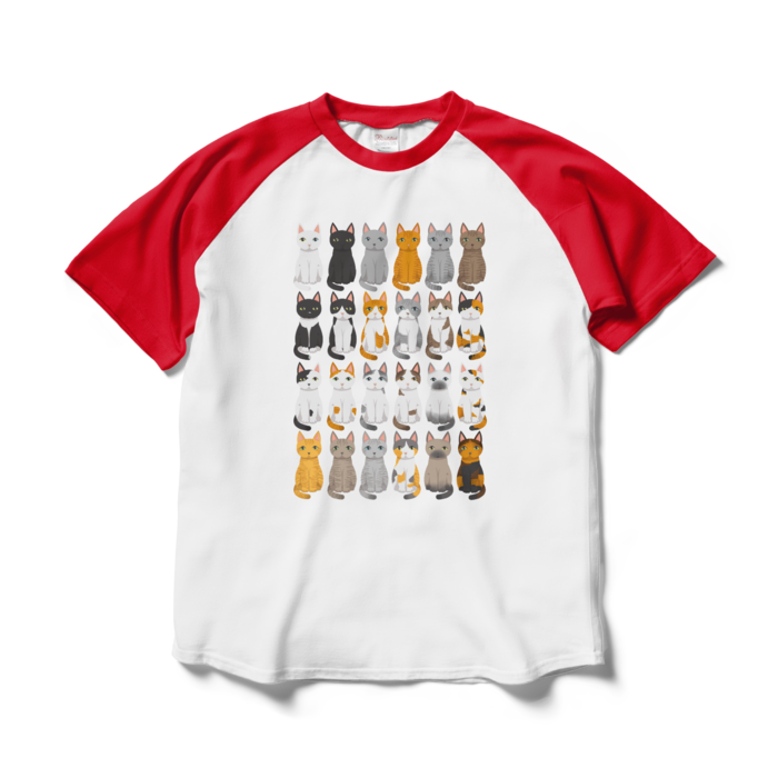 ラグランTシャツ - L - ホワイト×レッド