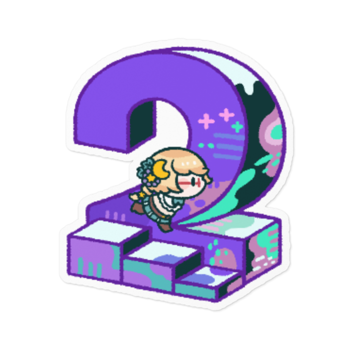 「2」ステッカー - 100 x 100 (mm)