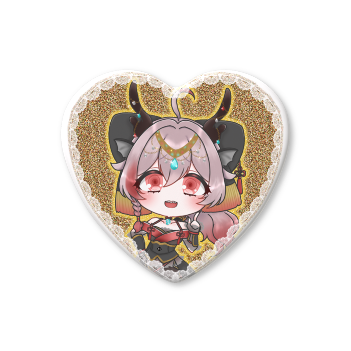 ハート缶バッジ - 57 × 52.5mm