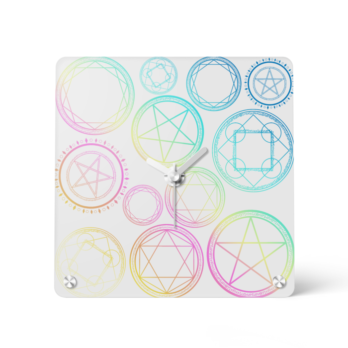 虹色のグラデーションの魔法陣 アクリル時計 つきしょっぷ Booth